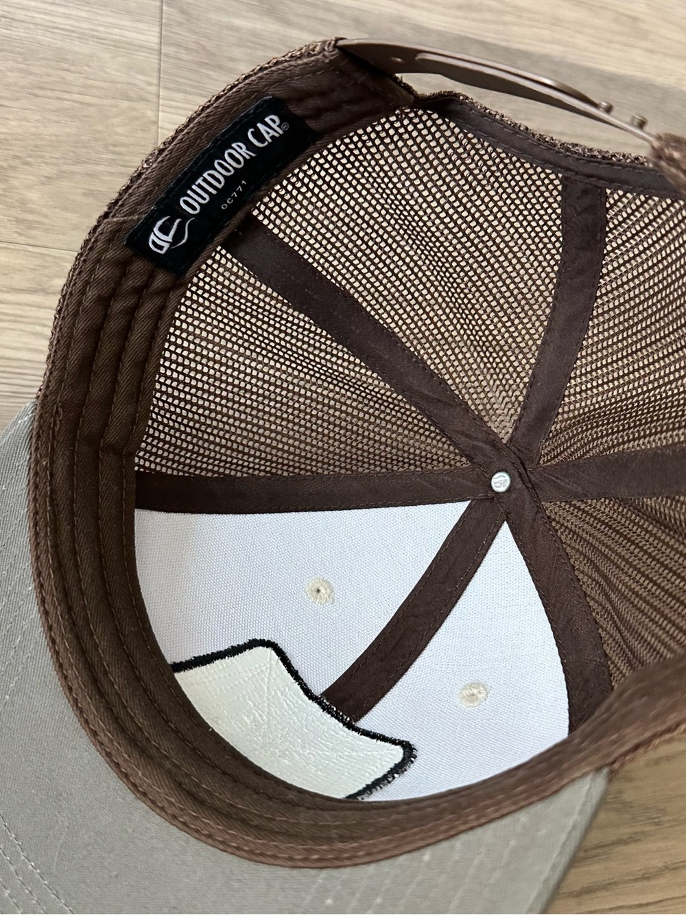The Fish House Patch Trucker Hat - Cream & Olive (Seward Alaska) - Picture 4 of 6